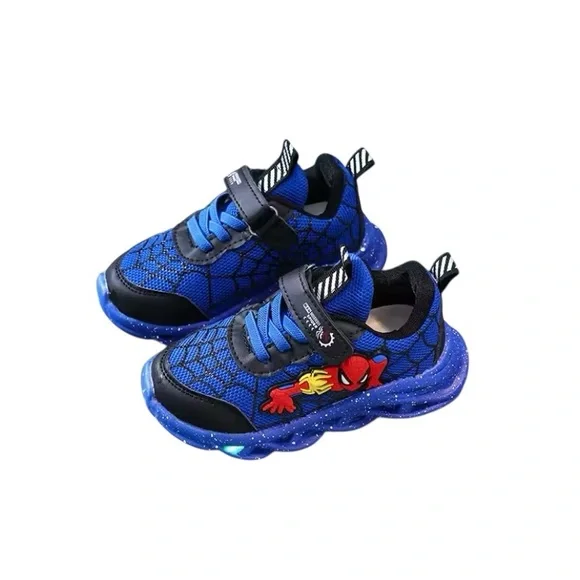 Boys Spiderman Mesh LED Light Up, Breathable Sport Shoes, Disney - Picture 2 of 5